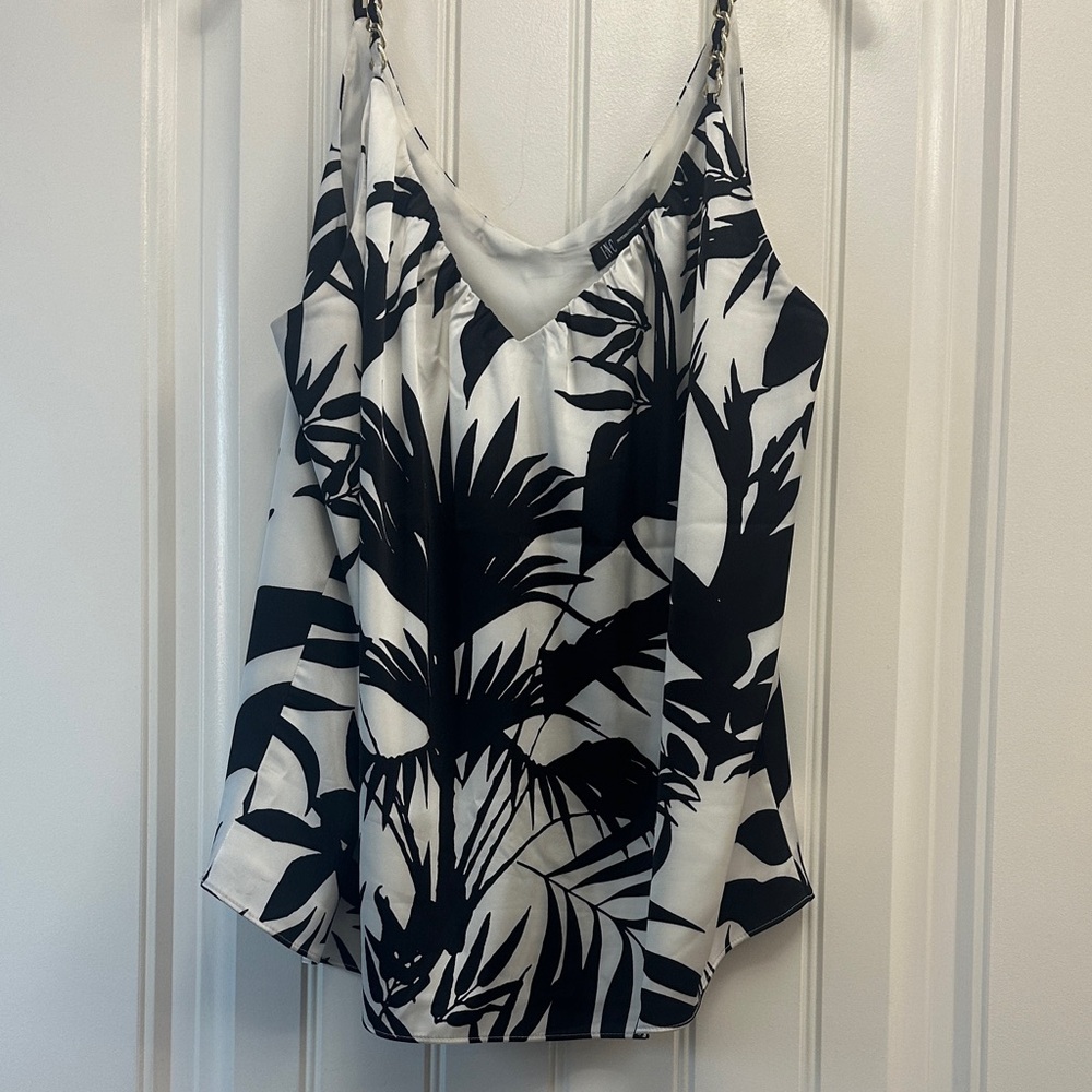 INC International Concepts Black and White Leaf Print Camisole